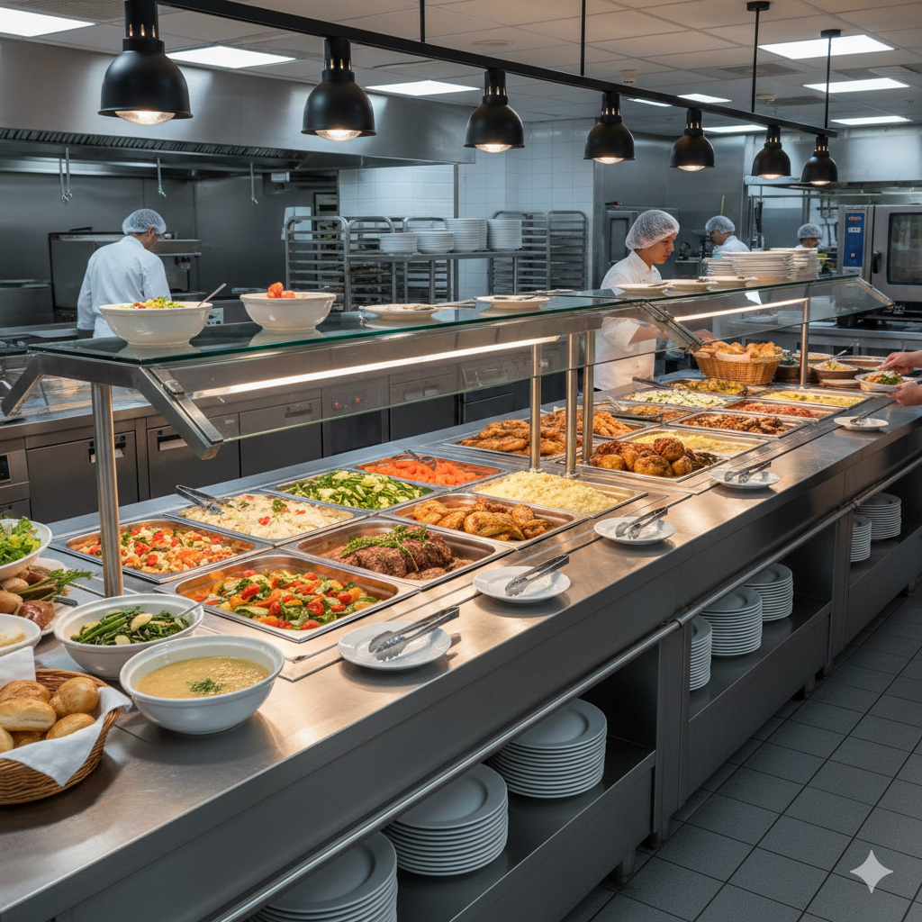 Catering e mense
						Soluzioni modulari per grandi volumi.